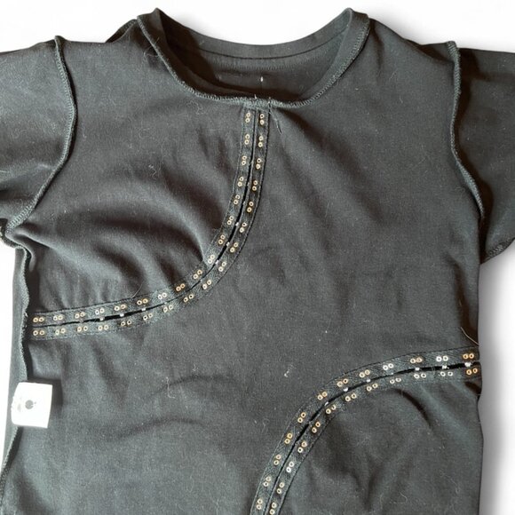 Rare With Jean Black Short Sleeve Hook-and-Eye Crop Top Small Y2K Streetwear - Picture 11 of 11